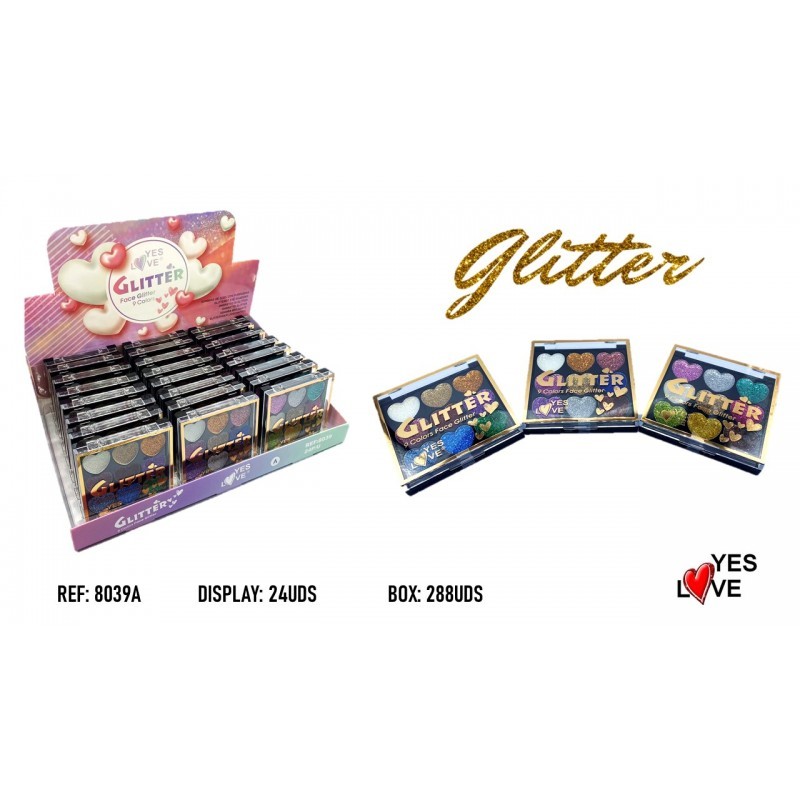 SOMBRAS DE OJOS CORAZON GLITTER PURPURINA REF: 8039A (YES LOVE)