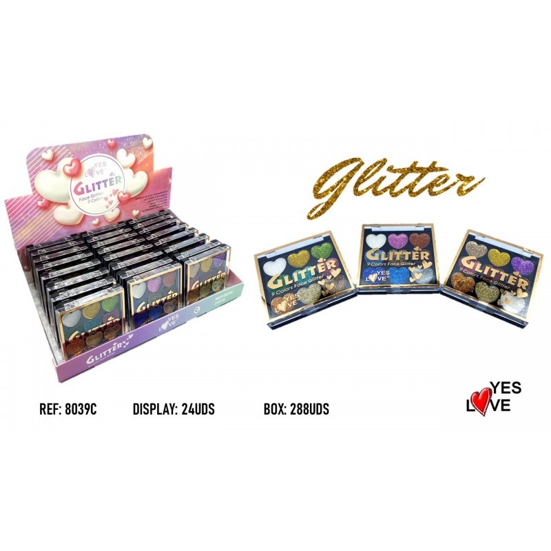 SOMBRAS DE OJOS CORAZON GLITTER PURPURINA REF: 8039C (YES LOVE)