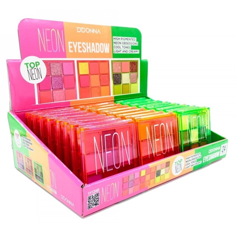 NEON EYESHADOW PINK + ORANGE + GREEN REF: 11124B (D'DONNA)