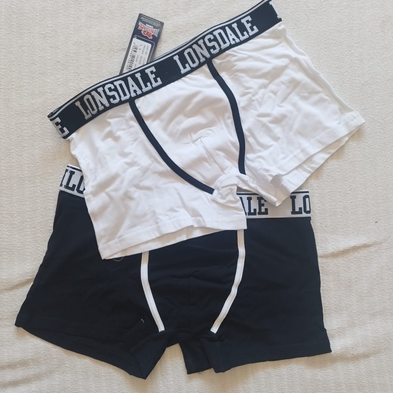 CALZONCILLO LONSDALE BOXER WHITE/BLACK (PACK 2 UN.)