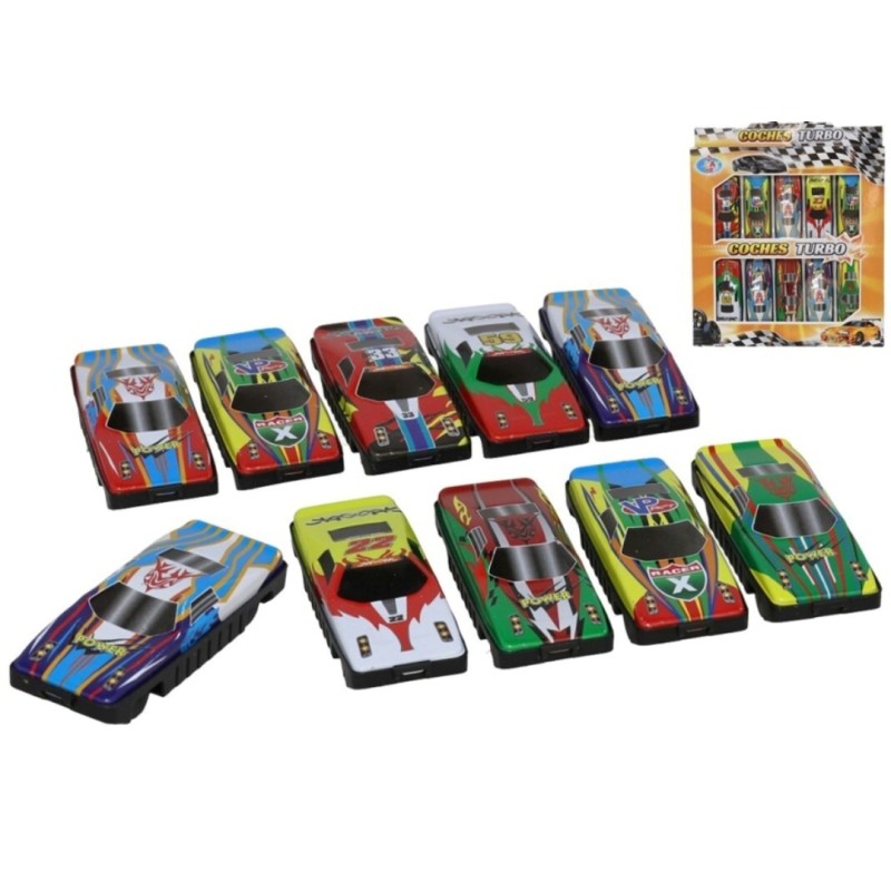 SET DE 10 COCHES CARRERAS METAL