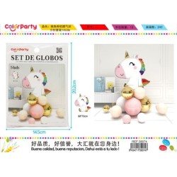 SET DE GLOBOS UNICORNIO (COLOR PARTY)