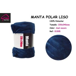 MANTA POLAR LISA AZUL OSCURO 220X240 CM (CASA YDEAL STORE)