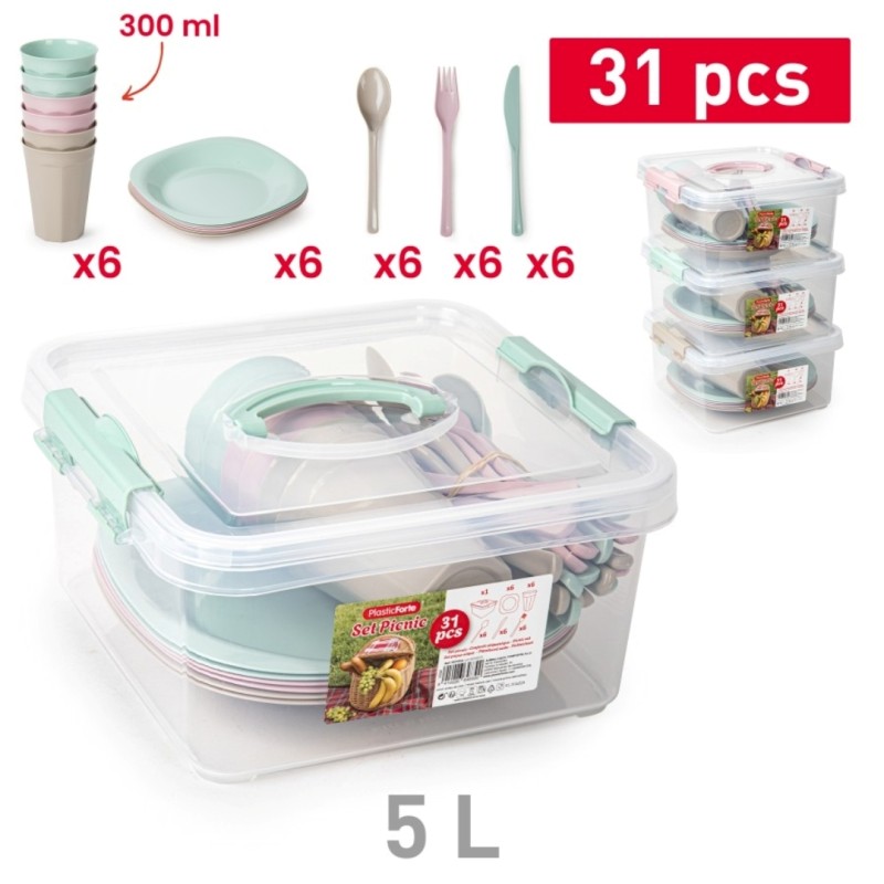 SET PICNIC 31 PIEZAS CON CAJA PARA GUARDAR