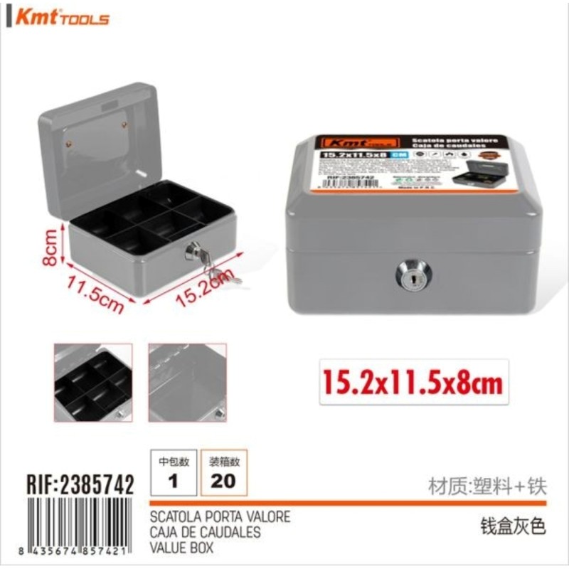 CAJA DE CAUDALES GRIS 15,2X11,5X8 CM (KMT TOOLS)