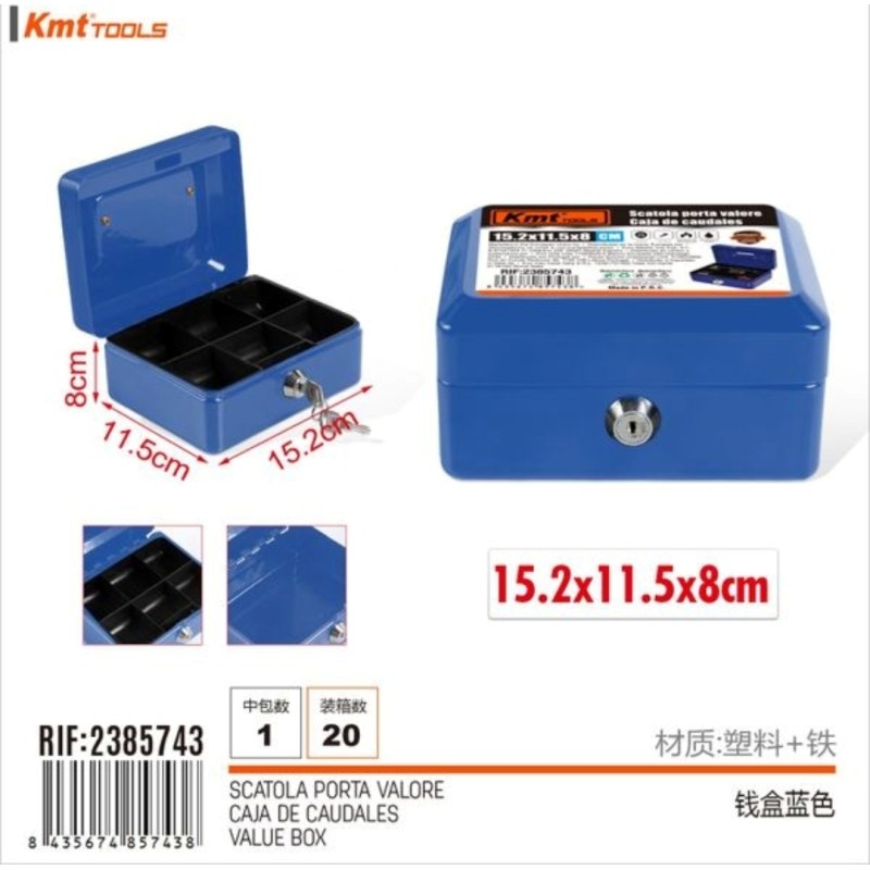 CAJA DE CAUDALES AZUL 15,2X11,5X8 CM (KMT TOOLS)