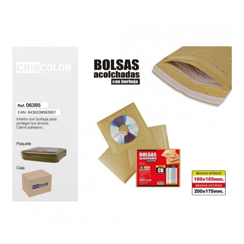 SOBRES ACOLCHADOS CD 200X175 MM (CRISCOLOR)