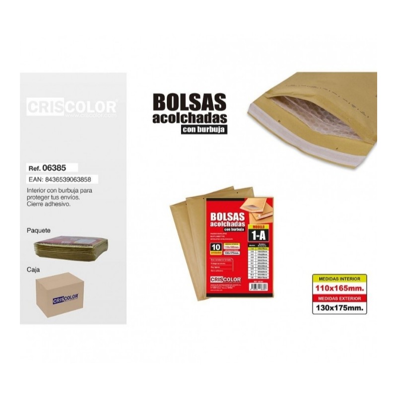 SOBRES ACOLCHADOS N1 130X175 MM (CRISCOLOR)