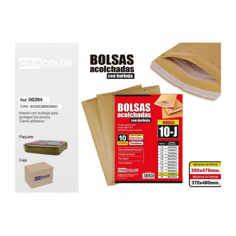 SOBRES ACOLCHADOS N10 370X480 MM (CRISCOLOR)