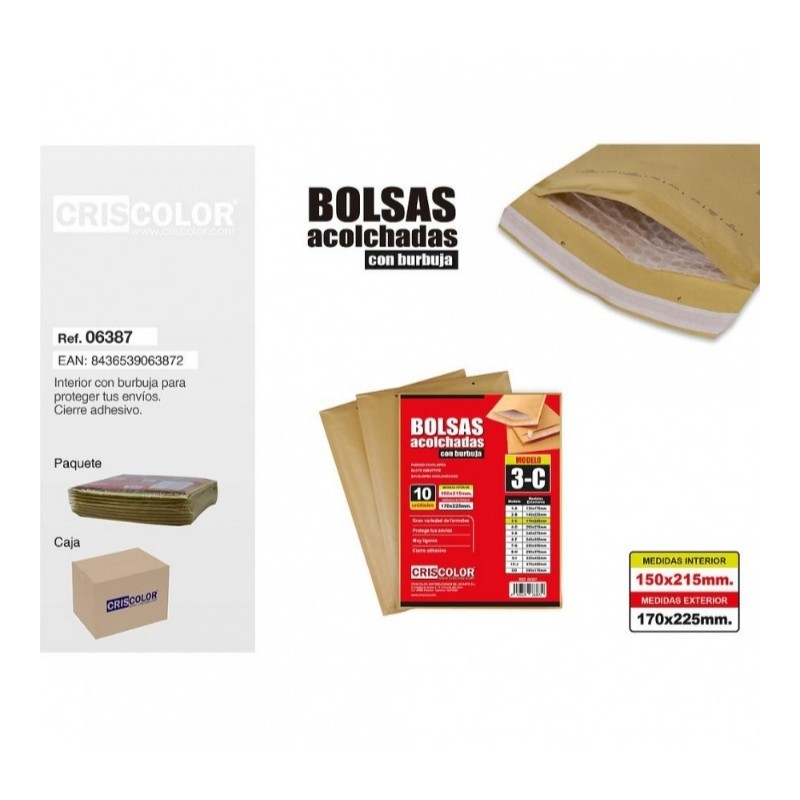 SOBRES ACOLCHADOS N3 170X225 MM (CRISCOLOR)