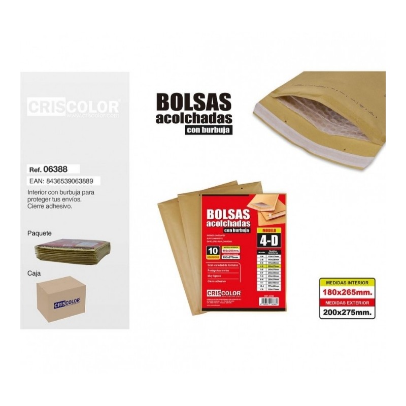 SOBRES ACOLCHADOS N4 200X275 MM (CRISCOLOR)