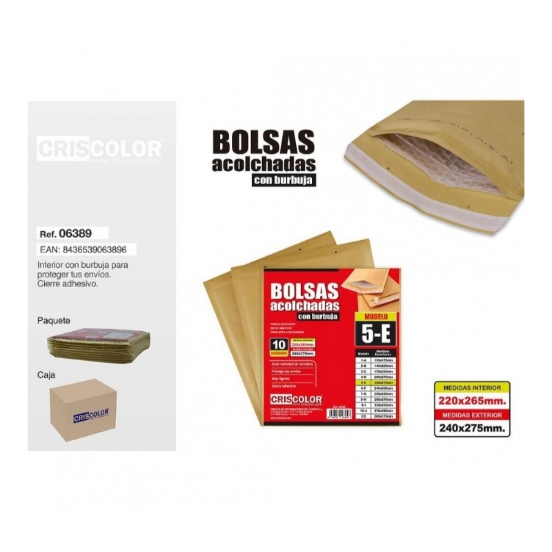 SOBRES ACOLCHADOS N5 240X275 MM (CRISCOLOR)