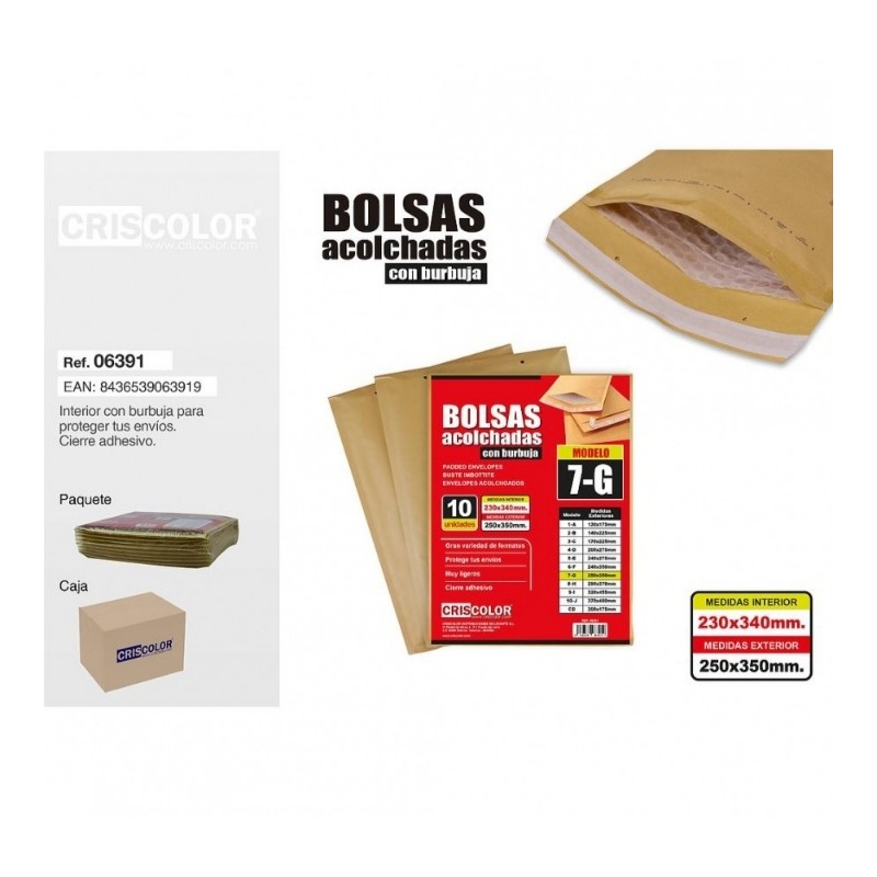 SOBRES ACOLCHADOS N7 250X350 MM (CRISCOLOR)