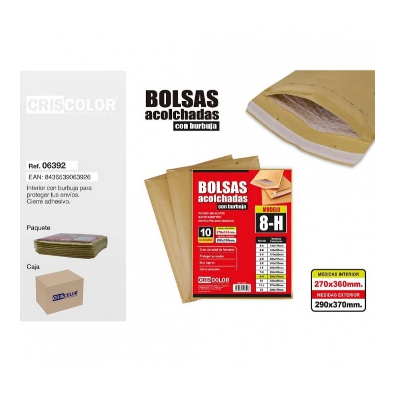 SOBRES ACOLCHADOS N8 290X370 MM (CRISCOLOR)