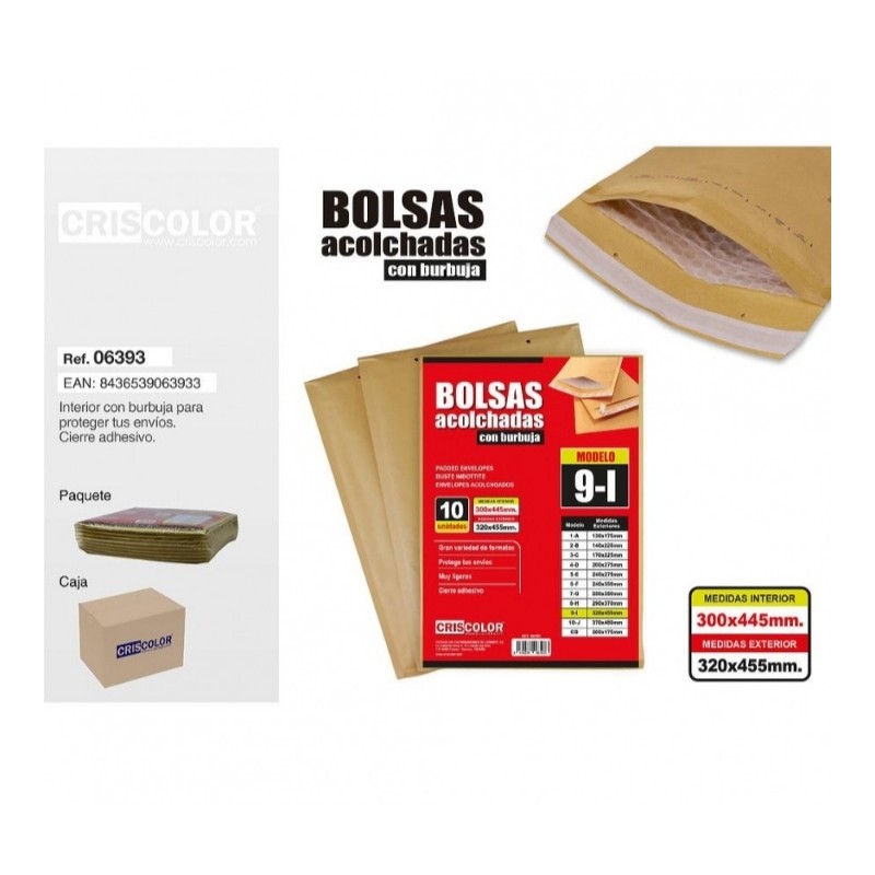 SOBRES ACOLCHADOS N9 320X455 MM (CRISCOLOR)