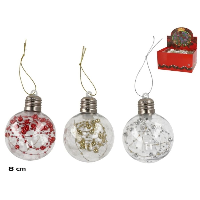 BOLA NAVIDAD LED CON GUIRNALDA 3X8CM